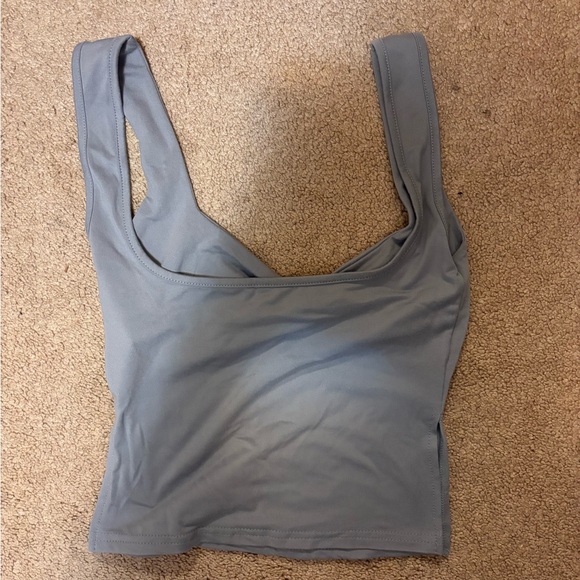 Gray Ruched Crop Tank Top - Picture 2 of 2